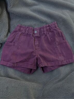 FA Plum-Tone Denim Shorts with Branded Button